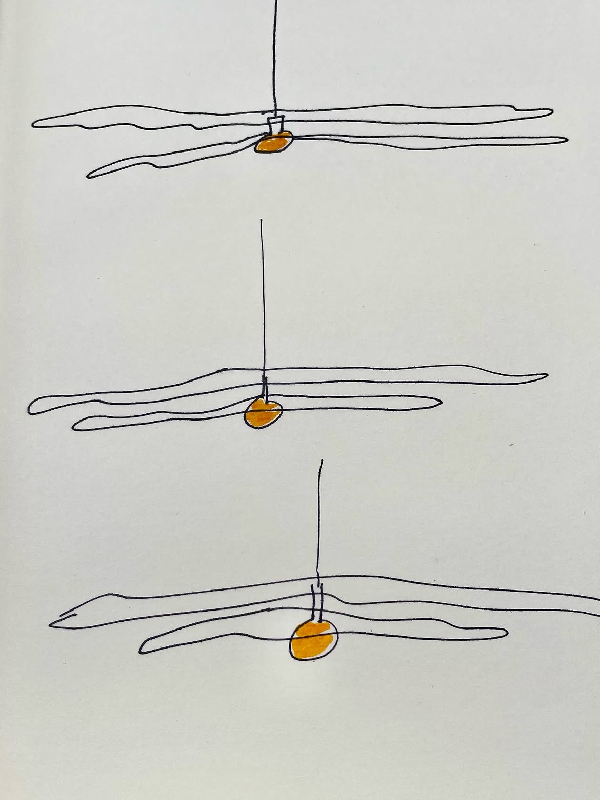 Croquis au trait d’un luminaire à plusieurs strates
