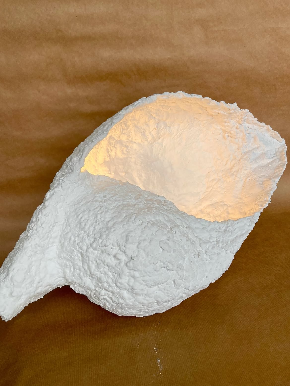 Intérieur lumineux d’une lampe blanche en pulpe